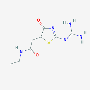 molecular formula C8H13N5O2S B1444065 2-(2-{[氨基(亚氨基)甲基]氨基}-4-氧代-4,5-二氢-1,3-噻唑-5-基)-N-乙基乙酰胺 CAS No. 1428139-75-6