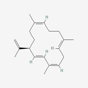 molecular formula C20H30 B14440669 1,3,6,10-Cyclotetradecatetraene, 3,7,11-trimethyl-14-(1-methylethenyl)-, (1E,3Z,6E,10E,14S)- CAS No. 79296-91-6