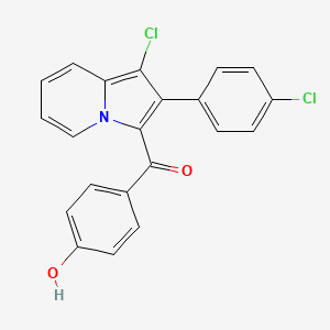 molecular formula C21H13Cl2NO2 B14440711 [1-Chloro-2-(4-chlorophenyl)indolizin-3-yl](4-hydroxyphenyl)methanone CAS No. 77832-70-3