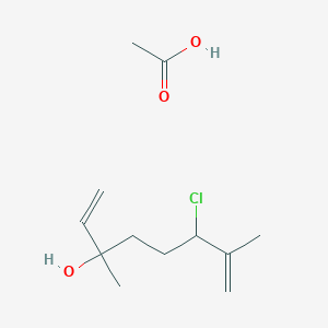 molecular formula C12H21ClO3 B14440839 Acetic acid;6-chloro-3,7-dimethylocta-1,7-dien-3-ol CAS No. 79421-89-9