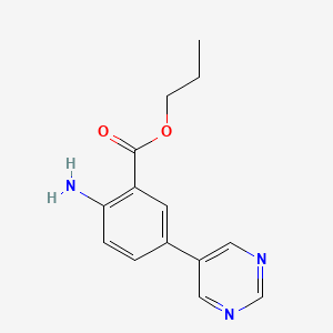 molecular formula C14H15N3O2 B1444096 Propyl 2-amino-5-(pyrimidin-5-yl)benzoate CAS No. 1379277-55-0