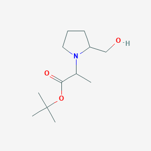 molecular formula C12H23NO3 B1444100 Tert-butyl 2-[2-(hydroxymethyl)pyrrolidin-1-yl]propanoate CAS No. 1375909-84-4