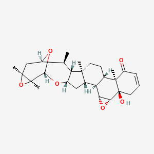 molecular formula C28H38O6 B14441173 (1R,2S,3R,4S,7S,8R,13R,14R,16R,17S,18S,20S,22R,23S,25S)-13-hydroxy-2,4,8,23,25-pentamethyl-15,21,24,27-tetraoxaoctacyclo[20.4.1.03,20.04,18.07,17.08,13.014,16.023,25]heptacos-10-en-9-one CAS No. 75005-65-1