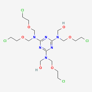 molecular formula C17H30Cl4N6O6 B14441212 Methanol, ((6-bis(2-chloroethoxymethyl)amino)-s-triazine-2,4-diyl)(N,N'-bis(2-chloroethoxymethyldinitrilo))di- CAS No. 74037-61-9