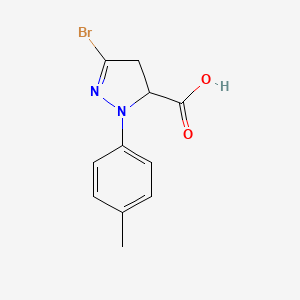 molecular formula C11H11BrN2O2 B1444149 3-溴-1-(4-甲基苯基)-4,5-二氢-1H-吡唑-5-羧酸 CAS No. 1384428-61-8