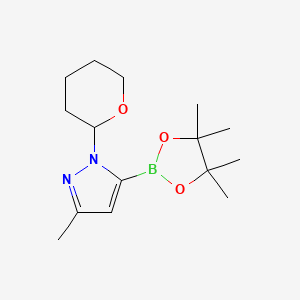 molecular formula C15H25BN2O3 B1444159 3-Methyl-1-(oxan-2-yl)-5-(4,4,5,5-tetramethyl-1,3,2-dioxaborolan-2-yl)pyrazole CAS No. 1486485-62-4