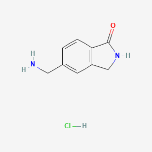 molecular formula C9H11ClN2O B1444178 5-(氨甲基)异吲哚啉-1-酮盐酸盐 CAS No. 1422057-35-9