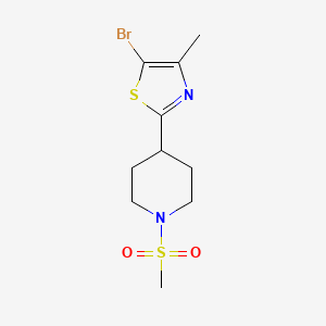 molecular formula C10H15BrN2O2S2 B1444181 5-溴-4-甲基-2-(1-(甲磺酰基)哌啶-4-基)噻唑 CAS No. 1361115-05-0