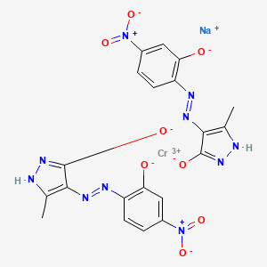 molecular formula C20H14CrN10NaO8 B14441944 Chromate(1-), bis(2,4-dihydro-4-((2-(hydroxy-kappaO)-4-nitrophenyl)azo-kappaN1)-5-methyl-3H-pyrazol-3-onato(2-)-kappaO3)-, sodium CAS No. 75199-07-4