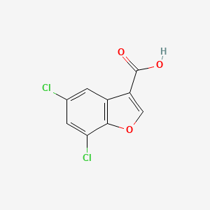 molecular formula C9H4Cl2O3 B1444235 5,7-二氯-1-苯并呋喃-3-羧酸 CAS No. 1487607-63-5