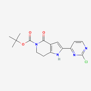 molecular formula C16H17ClN4O3 B1444241 叔丁基 2-(2-氯-4-嘧啶基)-4-氧代-1,4,6,7-四氢-5H-吡咯并[3,2-c]吡啶-5-羧酸酯 CAS No. 1353500-63-6