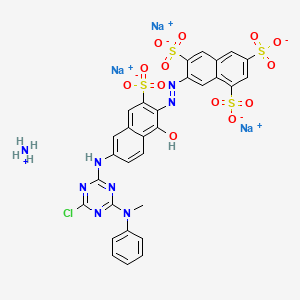 Ammonium trisodium 7-((6-((4-chloro-6-(methylphenylamino)-1,3,5-triazin-2-yl)amino)-1-hydroxy-3-sulphonato-2-naphthyl)azo)naphthalene-1,3,6-trisulphonate