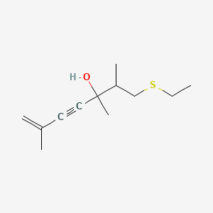 molecular formula C12H20OS B14442665 2,5,6-Trimethyl-7-ethylthiohept-1-en-3-yn-5-ol CAS No. 77922-37-3