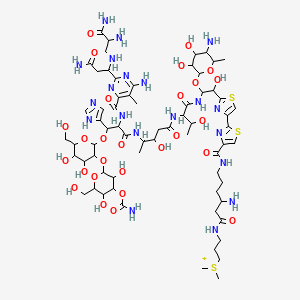 3-[[3-amino-6-[[2-[2-[2-[[2-[[4-[[2-[[6-amino-2-[3-amino-1-[(2,3-diamino-3-oxopropyl)amino]-3-oxopropyl]-5-methylpyrimidine-4-carbonyl]amino]-3-[3-[4-carbamoyloxy-3,5-dihydroxy-6-(hydroxymethyl)oxan-2-yl]oxy-4,5-dihydroxy-6-(hydroxymethyl)oxan-2-yl]oxy-3-(1H-imidazol-5-yl)propanoyl]amino]-3-hydroxypentanoyl]amino]-3-hydroxybutanoyl]amino]-2-(5-amino-3,4-dihydroxy-6-methyloxan-2-yl)oxy-1-hydroxyethyl]-1,3-thiazol-4-yl]-1,3-thiazole-4-carbonyl]amino]hexanoyl]amino]propyl-dimethylsulfanium