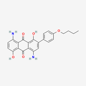 molecular formula C24H22N2O5 B14442763 4,8-Diamino-2-(4-butoxyphenyl)-1,5-dihydroxyanthracene-9,10-dione CAS No. 78526-67-7