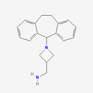 molecular formula C19H22N2 B14442844 1-(10,11-Dihydro-5H-dibenzo(a,d)cyclohepten-5-yl)-3-aminomethylazetidine CAS No. 73855-89-7