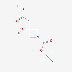 molecular formula C10H17NO5 B1444316 2-(1-(叔丁氧羰基)-3-羟基氮杂环丁烷-3-基)乙酸 CAS No. 1154760-03-8