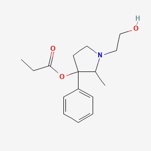 molecular formula C16H23NO3 B14443230 1-(2-Hydroxyethyl)-2-methyl-3-phenyl-3-propionoxypyrrolidine CAS No. 74195-87-2