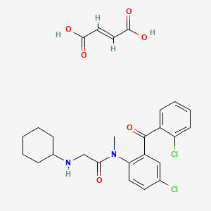 molecular formula C26H28Cl2N2O6 B14443274 (E)-but-2-enedioic acid;N-[4-chloro-2-(2-chlorobenzoyl)phenyl]-2-(cyclohexylamino)-N-methylacetamide CAS No. 75615-98-4