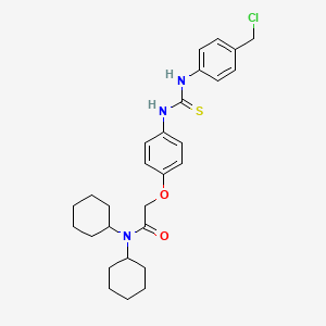 molecular formula C28H36ClN3O2S B14443481 Acetamide, 2-(4-((((4-(chloromethyl)phenyl)amino)thioxomethyl)amino)phenoxy)-N,N-dicyclohexyl- CAS No. 76870-16-1