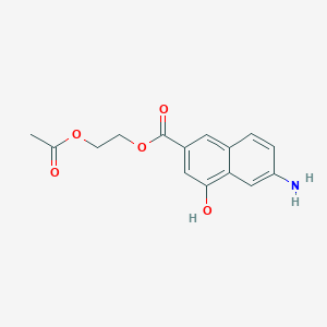 molecular formula C15H15NO5 B14443504 2-Naphthalenecarboxylic acid, 6-amino-4-hydroxy-, 2-(acetyloxy)ethyl ester 