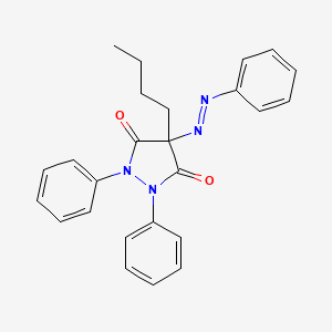 molecular formula C25H24N4O2 B14443712 4-Butyl-1,2-diphenyl-4-[(E)-phenyldiazenyl]pyrazolidine-3,5-dione CAS No. 76383-45-4