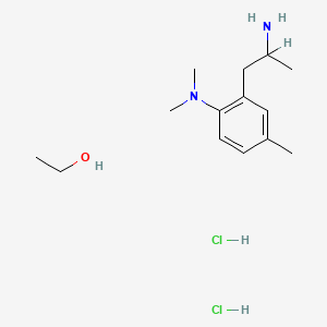 molecular formula C14H28Cl2N2O B14443723 alpha,5-Dimethyl-2-dimethylaminophenethylamine dihydrochloride ethanoate CAS No. 74051-12-0