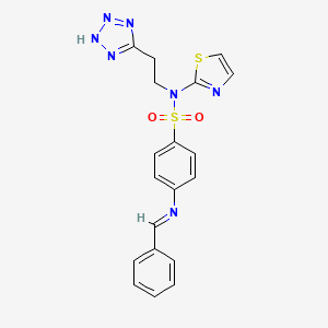 4-((Phenylmethylene)amino)-N-(2-(1H-tetrazol-5-yl)ethyl)-N-2-thiazolylbenzenesulfonamide