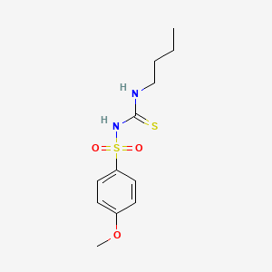 molecular formula C12H18N2O3S2 B14443774 Benzenesulfonamide, N-((butylamino)thioxomethyl)-4-methoxy- CAS No. 76790-55-1