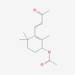 molecular formula C15H22O3 B14443787 2,4,4-Trimethyl-3-(3-oxobut-1-en-1-yl)cyclohex-2-en-1-yl acetate CAS No. 74345-31-6