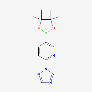 molecular formula C13H17BN4O2 B1444424 5-(4,4,5,5-tetramethyl-1,3,2-dioxaborolan-2-yl)-2-(1H-1,2,4-triazol-1-yl)pyridine CAS No. 1217273-66-9
