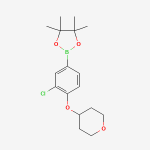 molecular formula C17H24BClO4 B1444425 2-(3-chloro-4-(tetrahydro-2H-pyran-4-yloxy)phenyl)-4,4,5,5-tetramethyl-1,3,2-dioxaborolane CAS No. 1056465-09-8