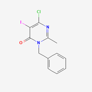 molecular formula C12H10ClIN2O B1444437 3-Benzyl-6-chloro-5-iodo-2-methylpyrimidin-4(3h)-one CAS No. 917896-29-8