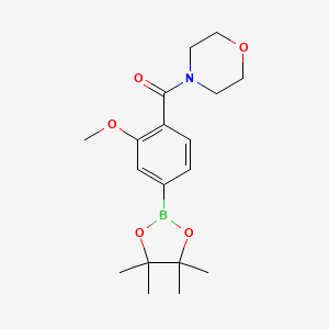molecular formula C18H26BNO5 B1444467 4-{[2-Methoxy-4-(tetramethyl-1,3,2-dioxaborolan-2-yl)phenyl]carbonyl}morpholine CAS No. 1092564-35-6