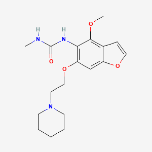 molecular formula C18H25N3O4 B14444780 Urea, 1-(4-methoxy-6-(2-piperidinoethoxy)-5-benzofuranyl)-3-methyl- CAS No. 75902-76-0