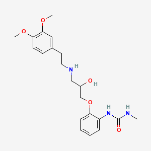 molecular formula C21H29N3O5 B14444804 N-(2-(3-(3,4-Dimethoxyphenethylamino)-2-hydroxypropoxy)phenyl)-N'-methylurea CAS No. 76210-77-0