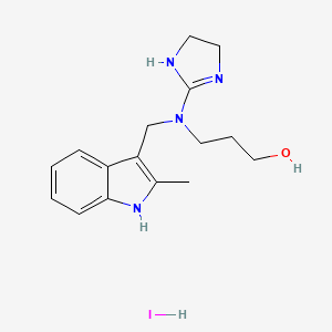 molecular formula C16H23IN4O B14444883 3-(N-(2-Imidazolin-2-yl)-N-(2-methyl-3-indolylmethyl)amino)-1-propanol hydriodide CAS No. 77587-73-6