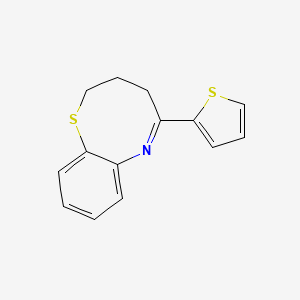 molecular formula C14H13NS2 B14444903 (5E)-5-(Thiophen-2-yl)-3,4-dihydro-2H-1,6-benzothiazocine CAS No. 76293-59-9