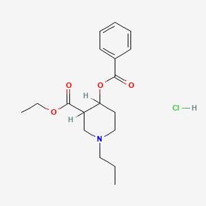 molecular formula C18H26ClNO4 B14445085 Benzoic acid, 1-propyl-3-carbethoxy-4-piperidyl ester hydrochloride CAS No. 78219-27-9