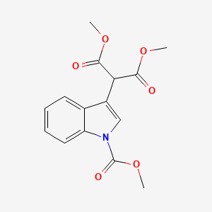 molecular formula C15H15NO6 B14445119 Propanedioic acid, [1-(methoxycarbonyl)-1H-indol-3-yl]-, dimethyl ester CAS No. 73857-25-7