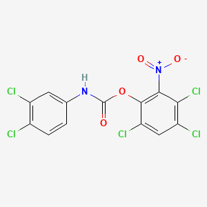 molecular formula C13H5Cl5N2O4 B14445133 Phenol, 2-nitro-3,4,6-trichloro-, 3,4-dichlorocarbanilate CAS No. 73986-60-4