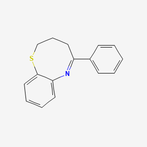 molecular formula C16H15NS B14445209 (5E)-5-Phenyl-3,4-dihydro-2H-1,6-benzothiazocine CAS No. 76293-51-1