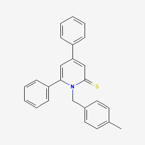 molecular formula C25H21NS B14445242 2(1H)-Pyridinethione, 1-((4-methylphenyl)methyl)-4,6-diphenyl- CAS No. 76950-85-1