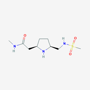 molecular formula C9H19N3O3S B1444533 2-[(2R,5S)-5-(甲磺酰胺甲基)吡咯烷-2-基]-N-甲基乙酰胺 CAS No. 1442080-84-3