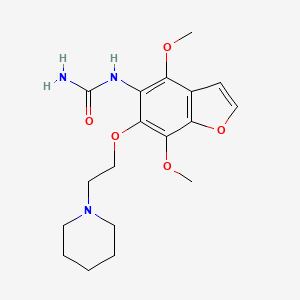 molecular formula C18H25N3O5 B14445503 Urea, 1-(4,7-dimethoxy-6-(2-piperidinoethoxy)-5-benzofuranyl)- CAS No. 75883-52-2