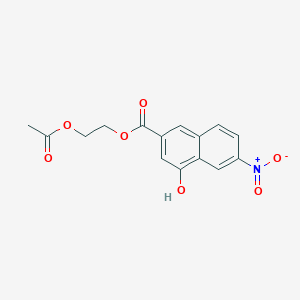 molecular formula C15H13NO7 B14445507 2-Naphthalenecarboxylic acid, 4-hydroxy-6-nitro-, 2-(acetyloxy)ethyl ester 