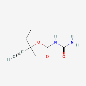 molecular formula C8H12N2O3 B14445531 1-Pentyn-3-ol, 3-methyl-, allophanate CAS No. 77967-00-1