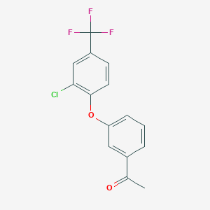 molecular formula C15H10ClF3O2 B14445538 1-{3-[2-Chloro-4-(trifluoromethyl)phenoxy]phenyl}ethan-1-one CAS No. 78540-56-4