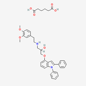 molecular formula C39H44N2O8 B14445565 1-[2-(3,4-Dimethoxyphenyl)ethylamino]-3-(1,2-diphenylindol-4-yl)oxypropan-2-ol;hexanedioic acid CAS No. 76410-37-2