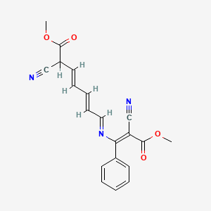 molecular formula C20H17N3O4 B14445909 4-Azaundeca-2,4,6,8-tetraenedioic acid, 2,10-dicyano-3-phenyl-, dimethyl ester CAS No. 73855-78-4